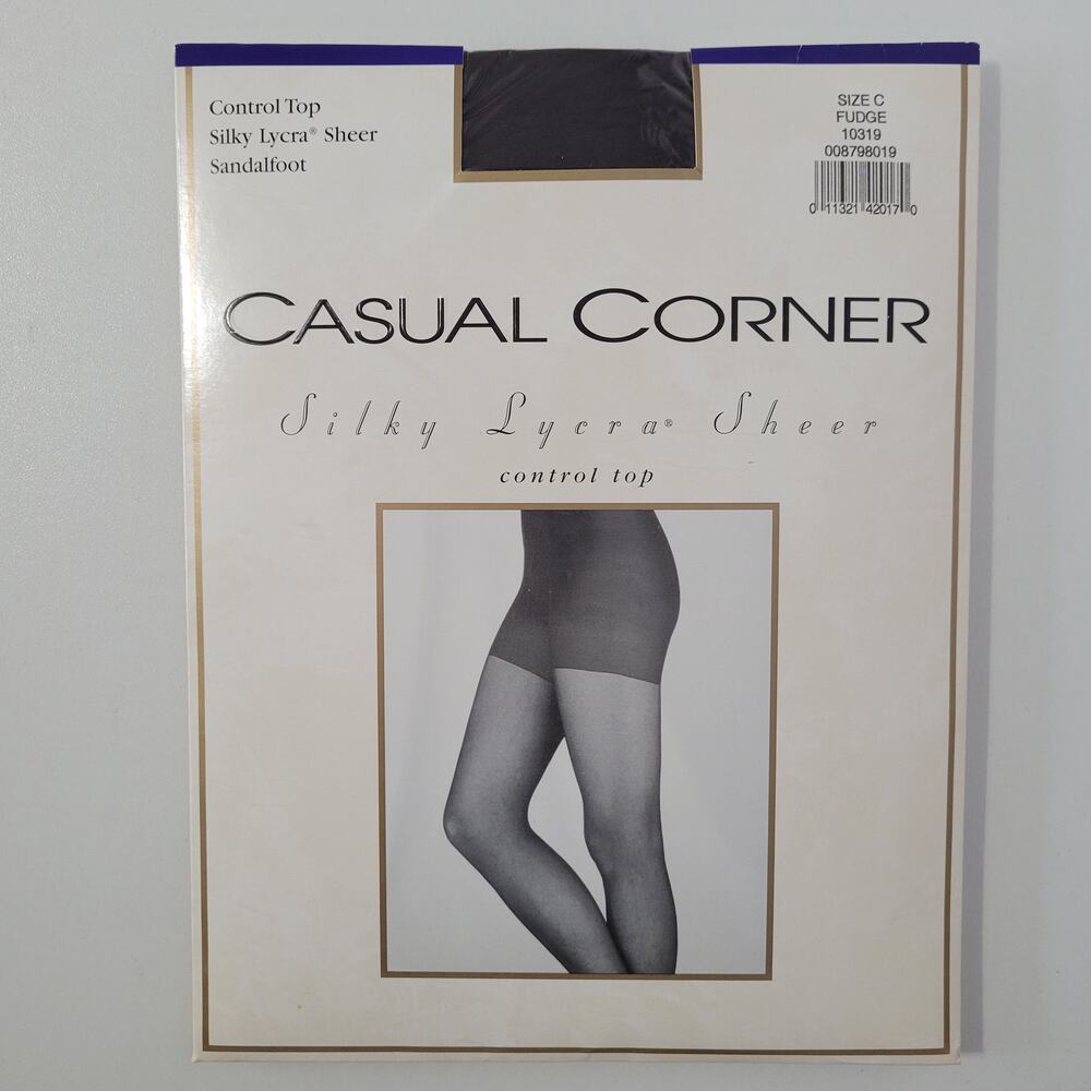 Vintage Casual Corner Silky Lycra Sheer Control Top Pantyhose size C Fudge